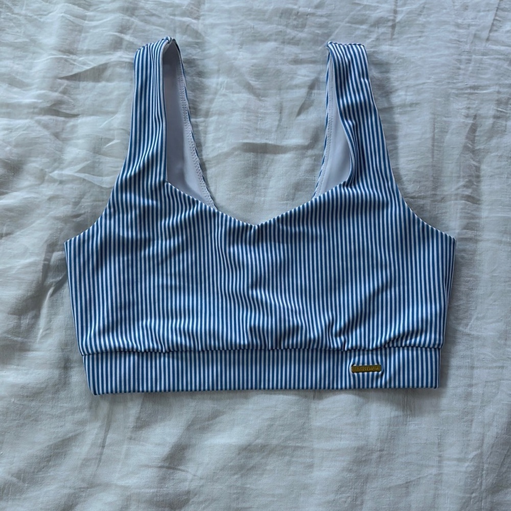 Cleo Harper Blue Pin Stripe Bralet Luxury Activewear